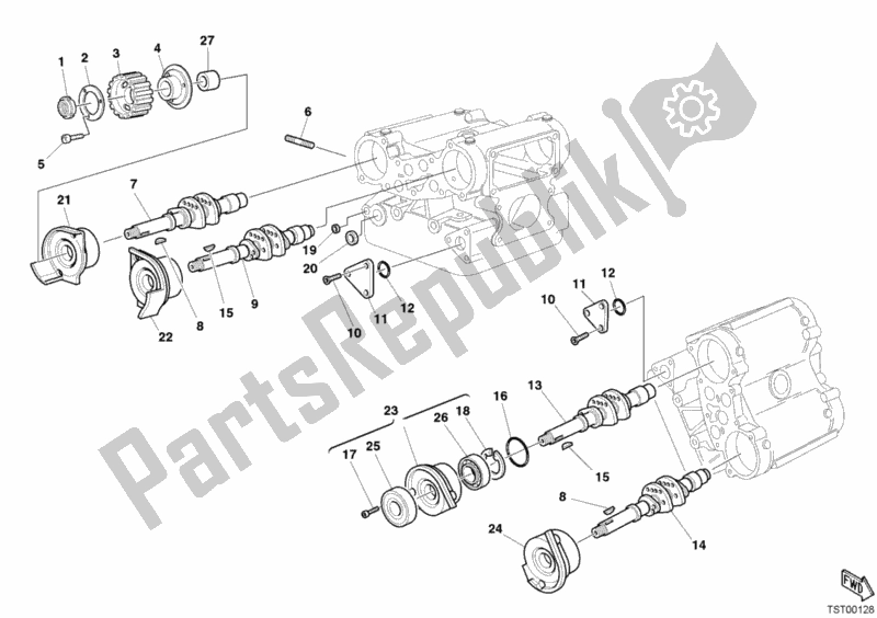 All parts for the Camshaft of the Ducati Monster S4R USA 1000 2006